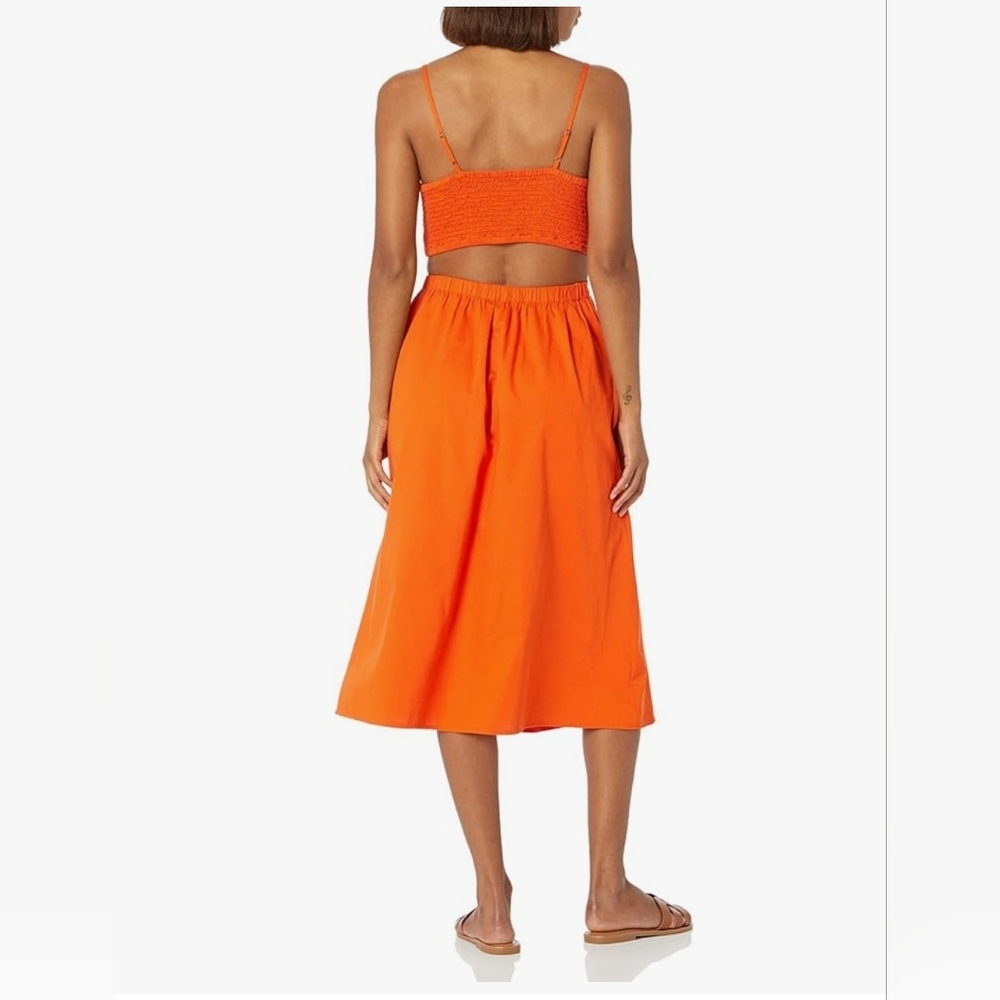 Makenna Elegant Orange Midi Dress - Picture 2 of 6